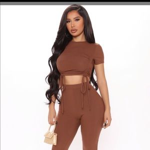 NWT Nova Ruched Pant Set -Brown Size XL